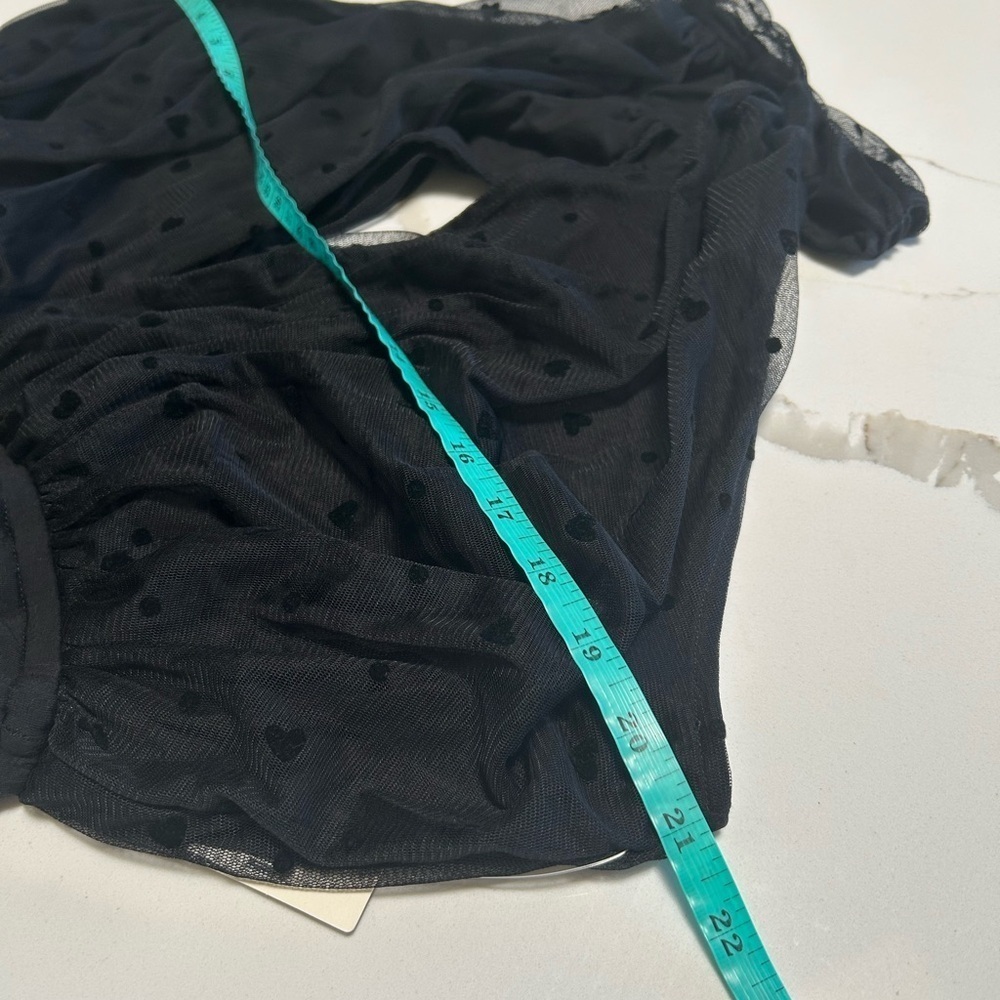 Anthropologie Black Sheer Halter Neck Bodysuit With Hearts Size LP - Picture 12 of 12